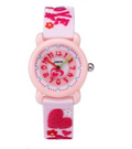 Kids Analog Time Teacher Watch - 3D Cartoon Sweet Heart Quartz Wristwatch with Colorful Learning Dial, Soft Silicone Embossed Strap, Educational Gift for Toddler Girls